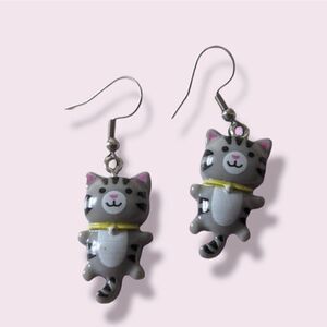 Cat Earrings Acrylic Cartoon Kitty Stainless Steel Hooks